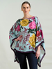 CASHMERE PRINTED PONCHO: SANREMO: BLUE