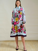 SANREMO SILK LONG SLEEVE DRESS: BLUE