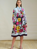 SANREMO SILK LONG SLEEVE DRESS: BLUE