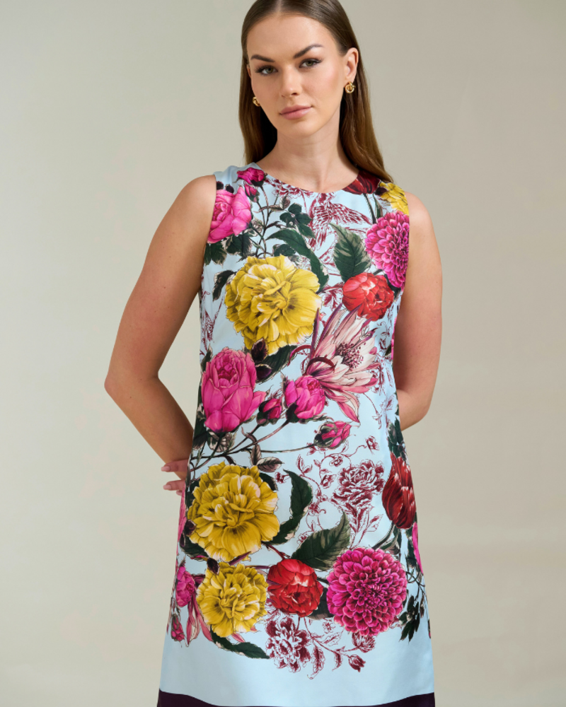 SLEEVELESS SILK DRESS SANREMO: BLUE