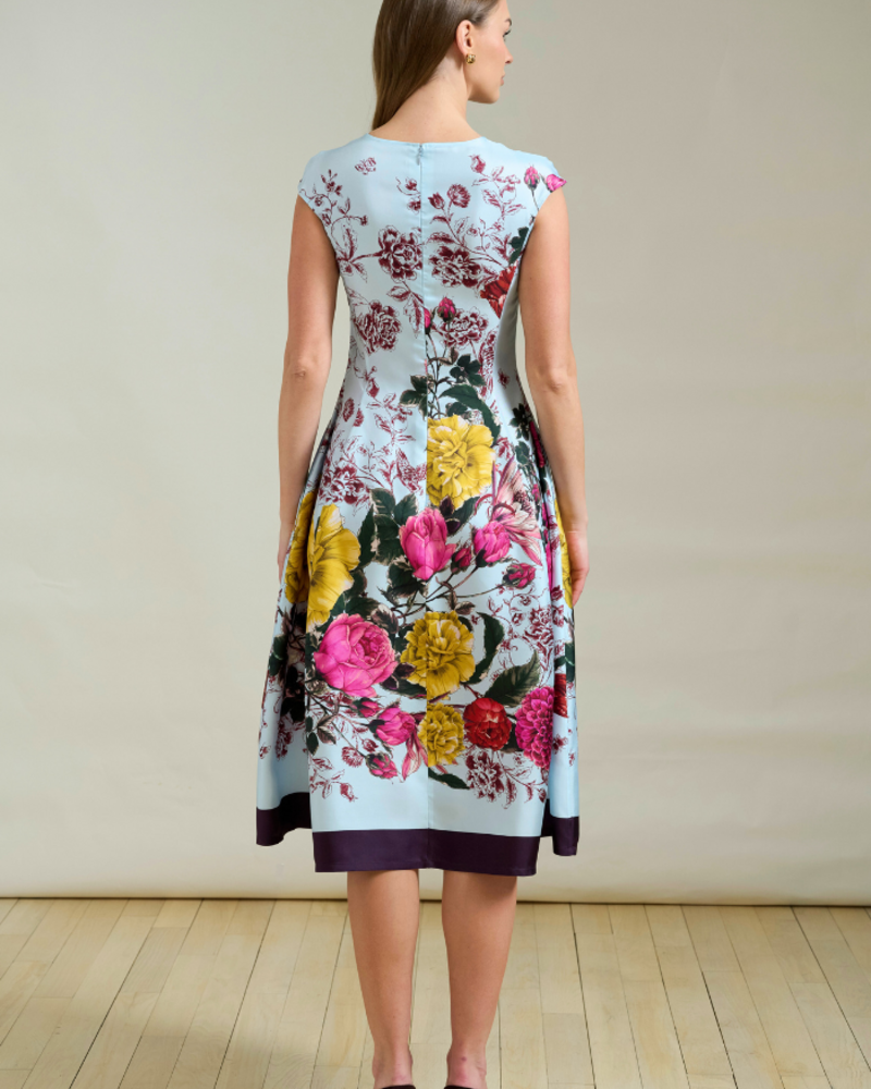 LONG SILK DRESS WITH CAP SLEEVES SANREMO
