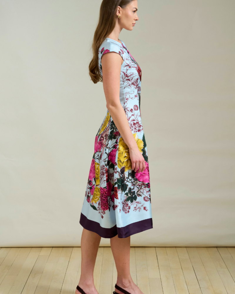 LONG SILK DRESS WITH CAP SLEEVES SANREMO