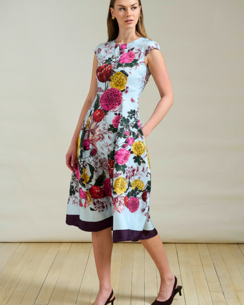 LONG SILK DRESS WITH CAP SLEEVES SANREMO