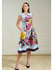 LONG SILK DRESS WITH CAP SLEEVES SANREMO