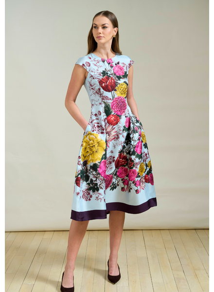 LONG SILK DRESS WITH CAP SLEEVES SANREMO