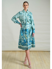 CORSICA GREEN LONG SLEEVES SILK DRESS
