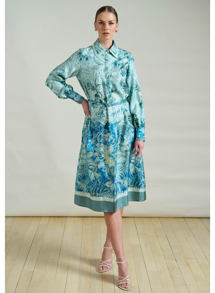 CORSICA GREEN LONG SLEEVES SILK DRESS