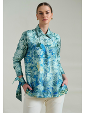 SHIRT COLLAR SILK PRINTED SHIRT: CORSICA GREEN