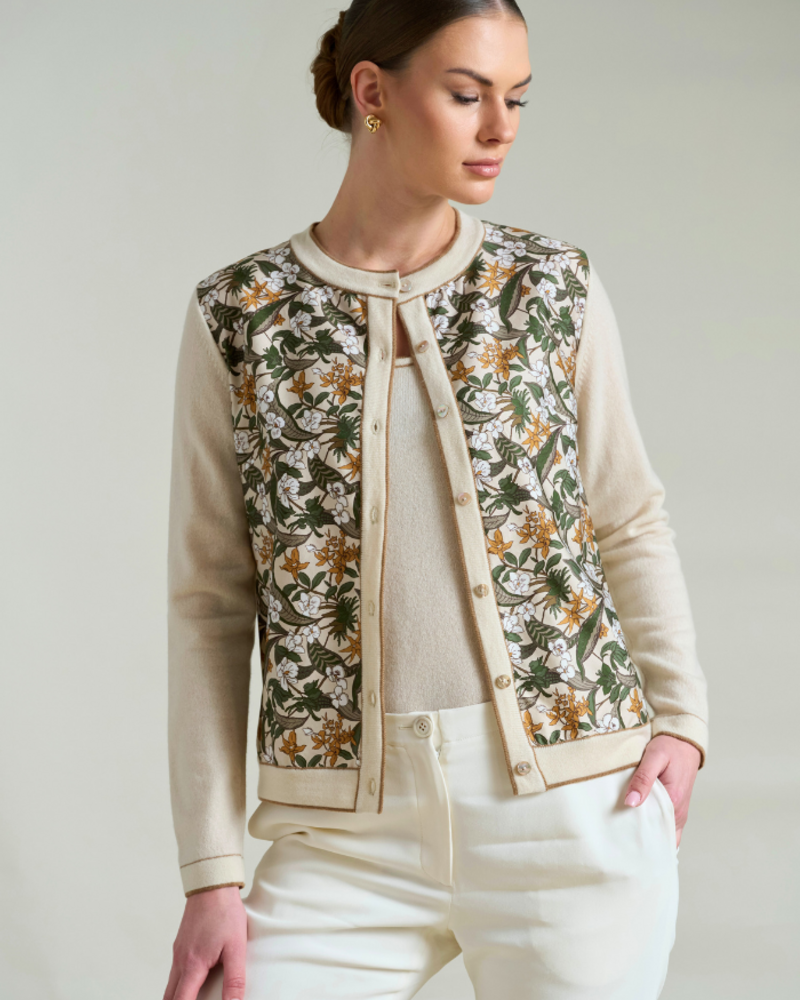 CASHMERE KNITTED CARDIGAN SET ZANIZBAR BEIGE