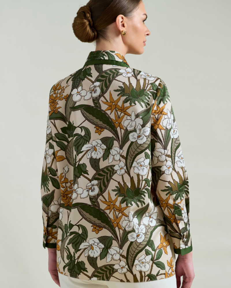 COLLARED COTTON PRINTED SHIRT ZANZIBAR BEIGE