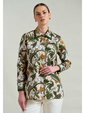 COLLARED COTTON PRINTED SHIRT ZANZIBAR BEIGE
