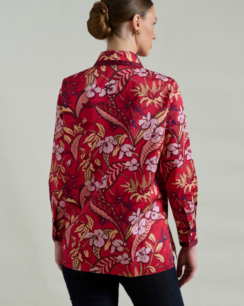 COLLARED COTTON PRINTED SHIRT ZANZIBAR RED