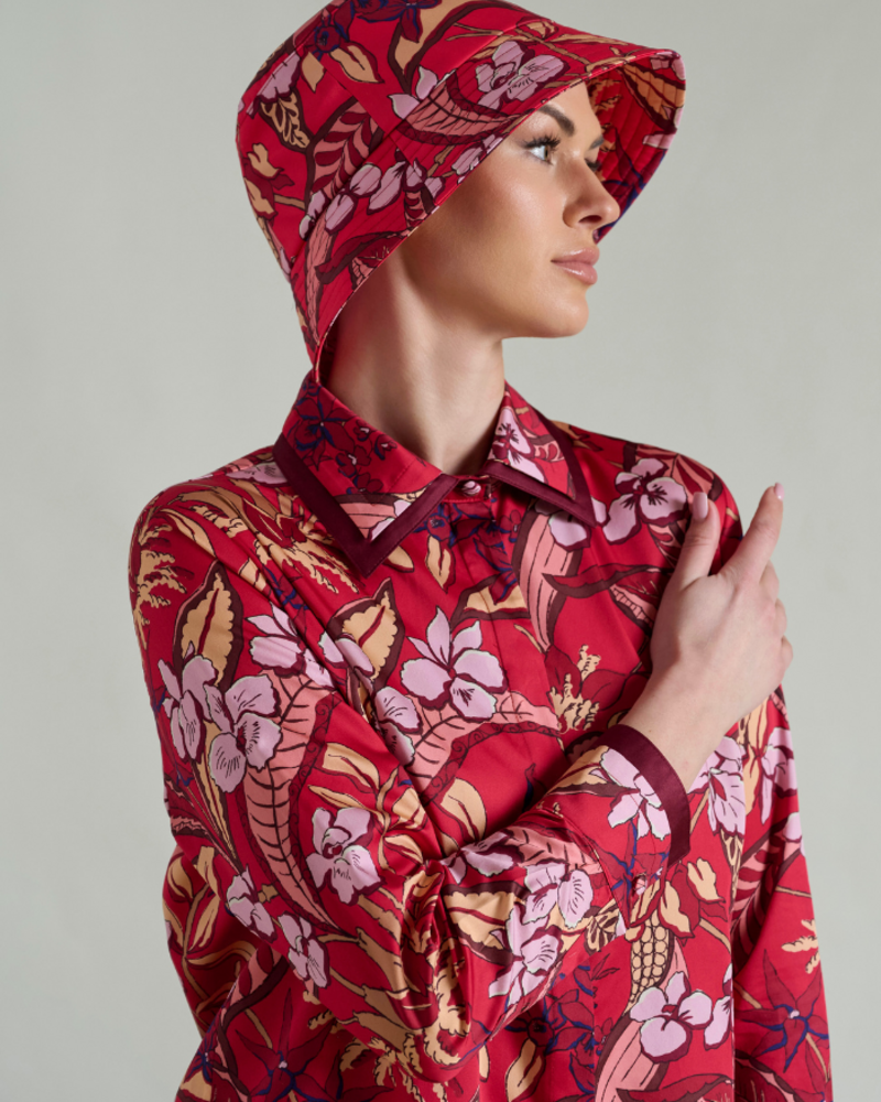 COLLARED COTTON PRINTED SHIRT ZANZIBAR RED