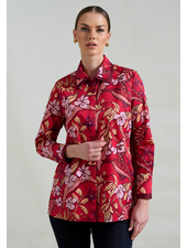 COLLARED COTTON PRINTED SHIRT ZANZIBAR RED