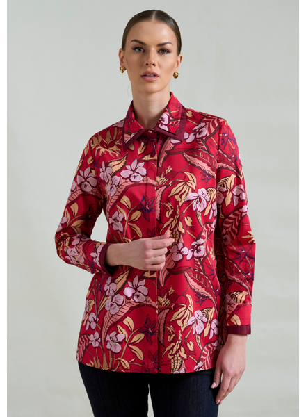 COLLARED COTTON PRINTED SHIRT ZANZIBAR RED
