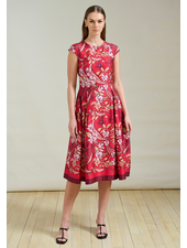 LONG COTTON DRESS WITH CAP SLEEVES ZANZIBAR RED