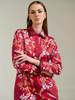 COTTON SHIRT DRESS W/ SHORT SLEEVES: ZANZIBAR RED