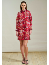 COTTON SHIRT DRESS W/ SHORT SLEEVES: ZANZIBAR RED
