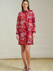 COTTON SHIRT DRESS W/ SHORT SLEEVES: ZANZIBAR RED