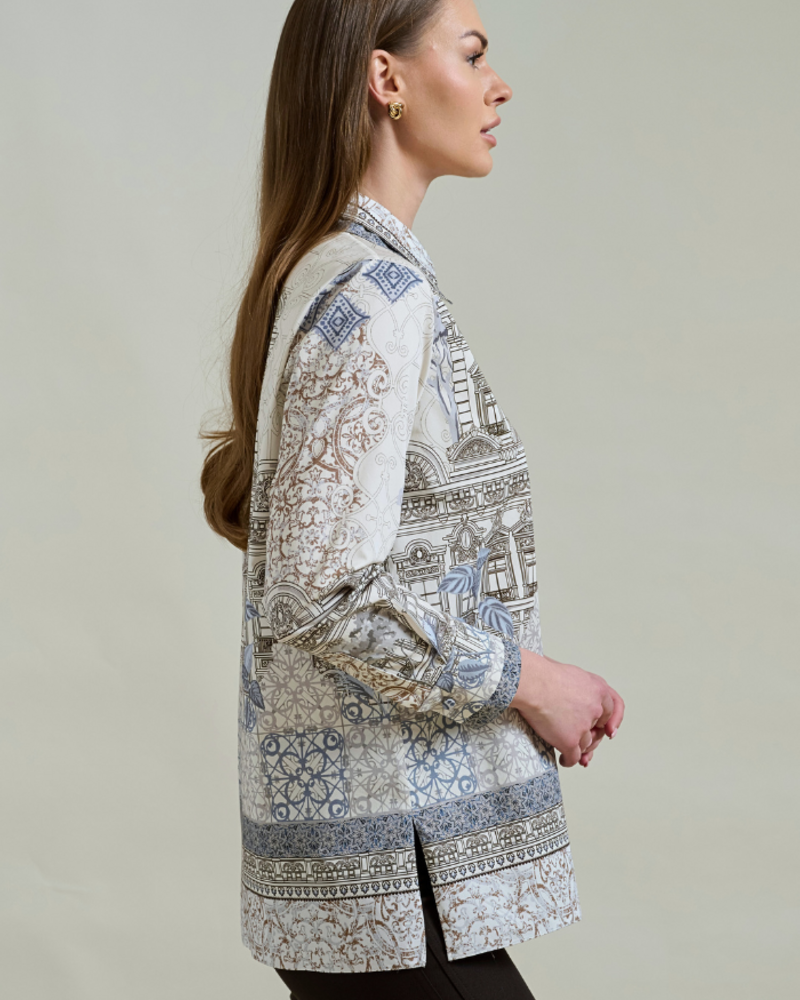 COLLARED COTTON PRINTED SHIRT SEVILLE IVORY