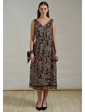 SILK SLEEVELESS DRESS: WELLINGTON CHOCOLATE