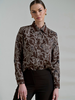 COLLARED SILK PRINTED SHIRT: WELLINGTON CHOCOLATE
