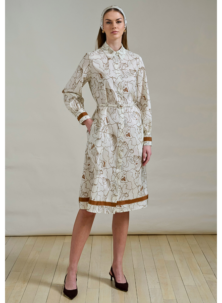 WELLINGTON IVORY LONG SLEEVES SILK DRESS