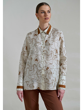 COLLARED SILK PRINTED SHIRT: WELLINGTON IVORY