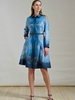 SILK SHIRT DRESS WITH BELT PRINT: SAFARI BLUE