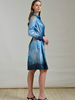 SILK SHIRT DRESS WITH BELT PRINT: SAFARI BLUE