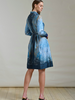 SILK SHIRT DRESS WITH BELT PRINT: SAFARI BLUE