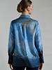 COLLARED SILK PRINTED SHIRT: SAFARI BLUE