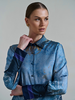 COLLARED SILK PRINTED SHIRT: SAFARI BLUE