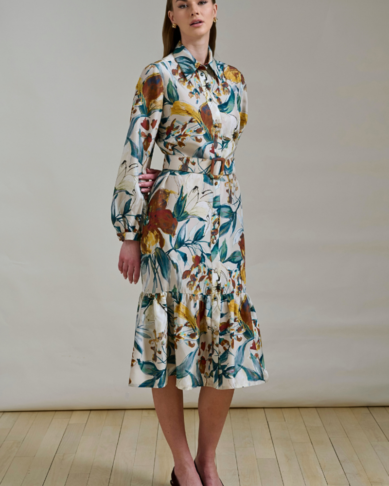 SICILY SILK LONG SLEEVE DRESS