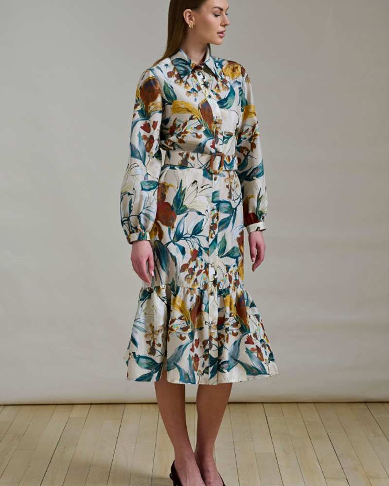 SICILY SILK LONG SLEEVE DRESS