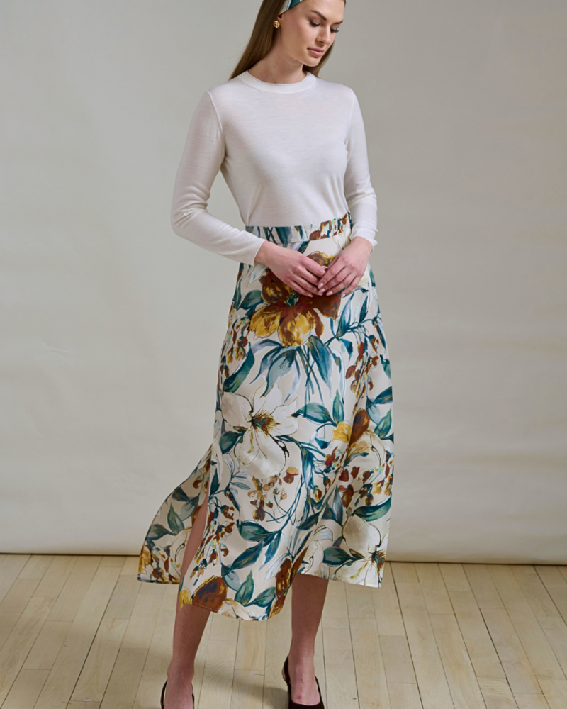 SILK  MIDI SKIRT: SICILY