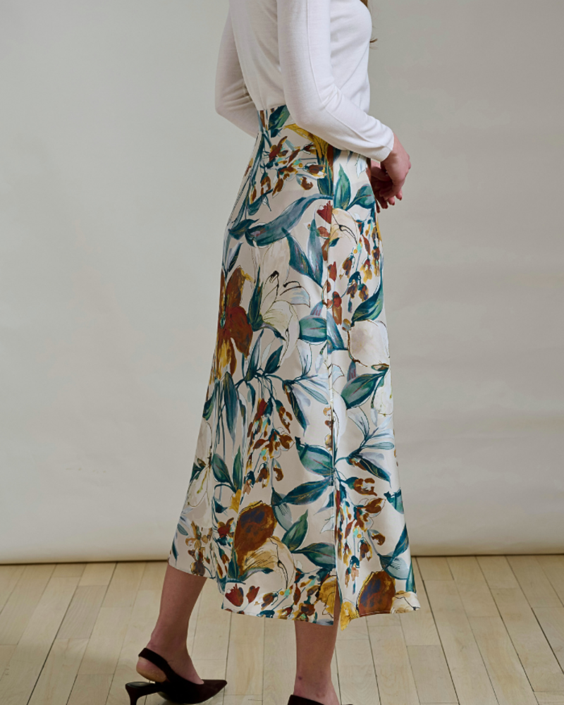 SILK  MIDI SKIRT: SICILY