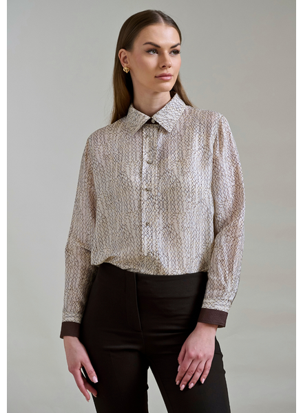 COLLARED SILK PRINTED SHIRT: SARATOGA
