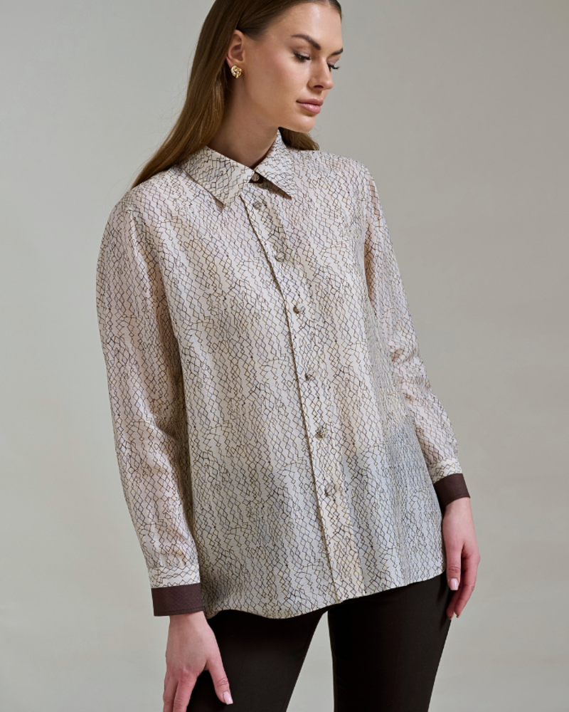 COLLARED SILK PRINTED SHIRT: SARATOGA