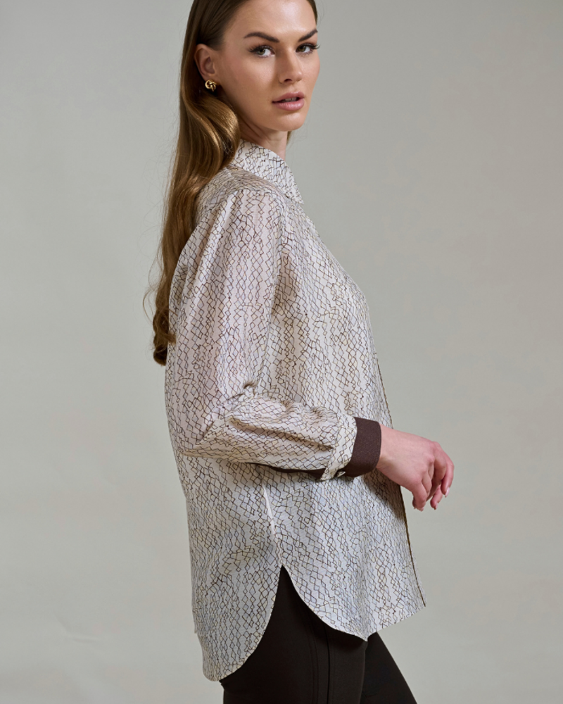 COLLARED SILK PRINTED SHIRT: SARATOGA