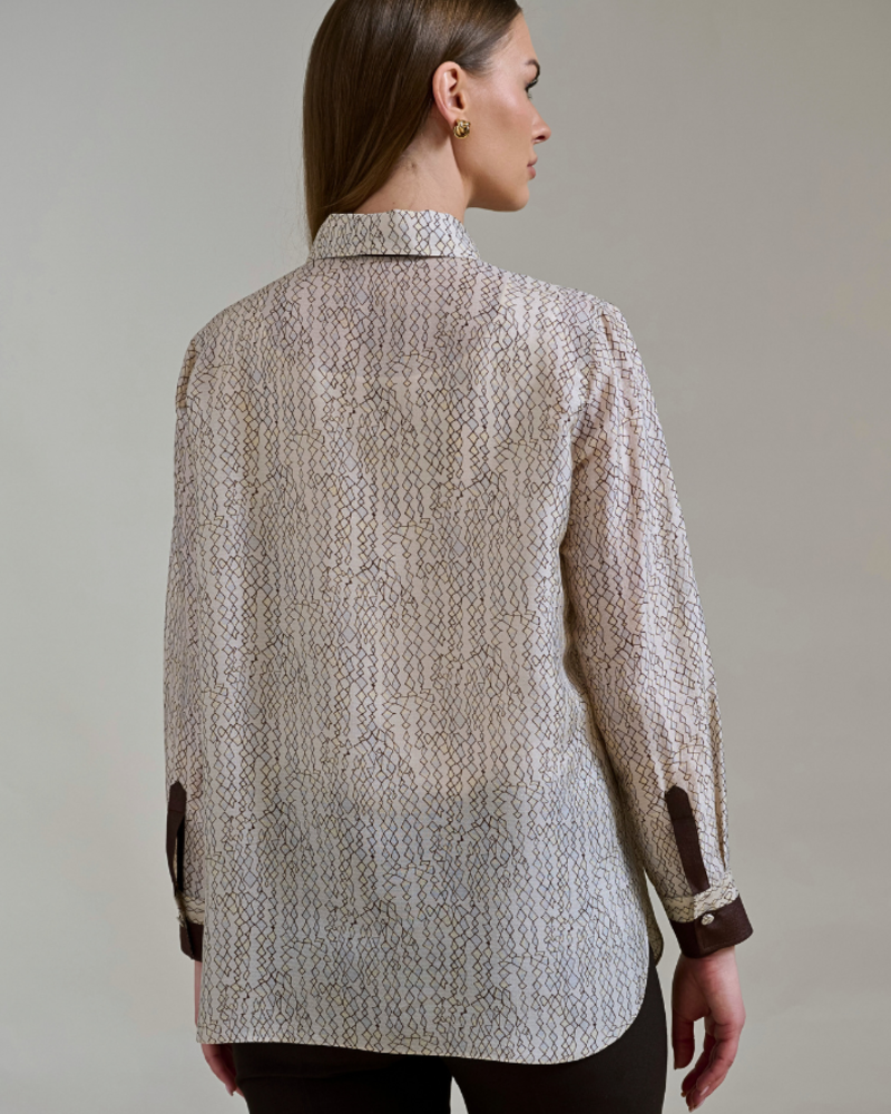 COLLARED SILK PRINTED SHIRT: SARATOGA