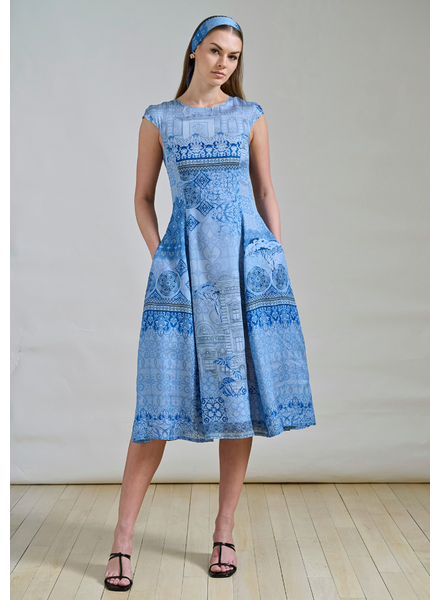 LONG SILK DRESS WITH CAP SLEEVES: SEVILLE