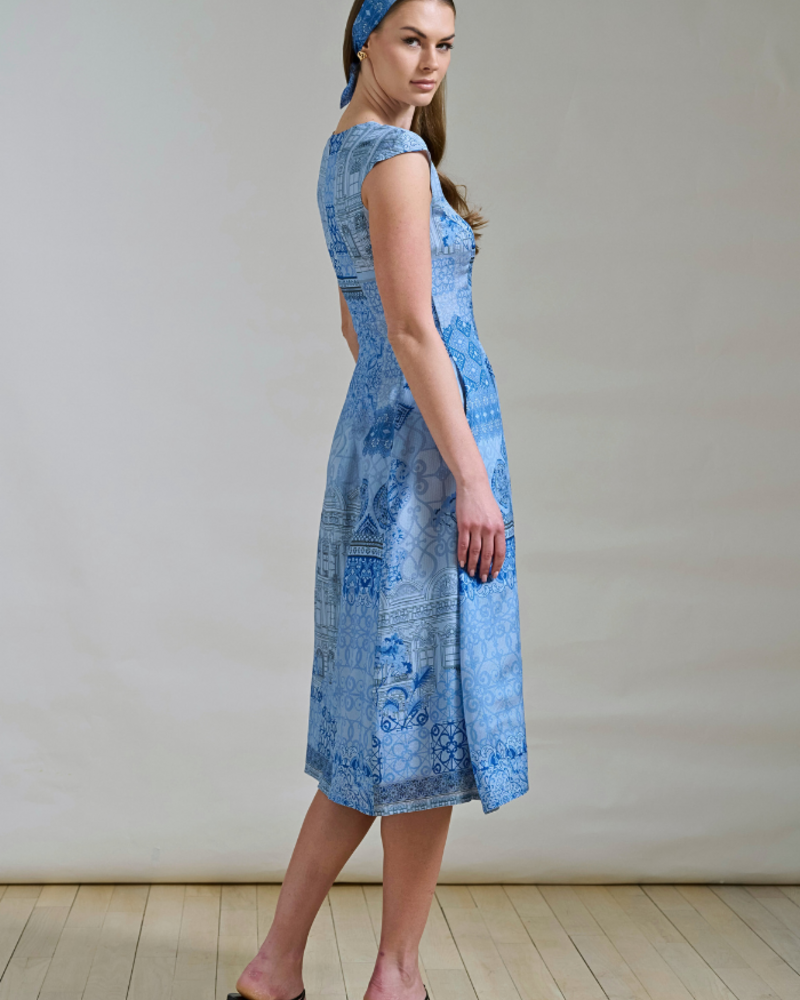 LONG SILK DRESS WITH CAP SLEEVES: SEVILLE