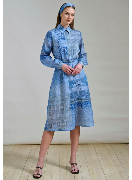 SILK LONG SLEEVE DRESS PRINTED SEVILLE