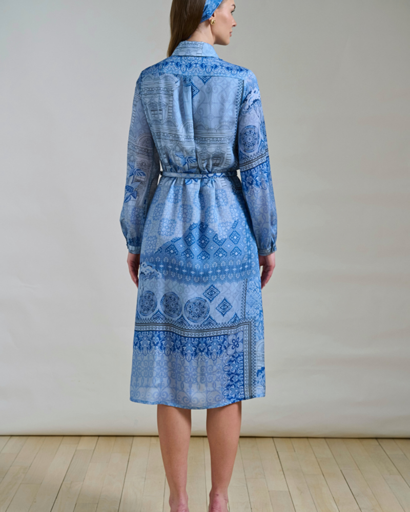 SILK LONG SLEEVE DRESS PRINTED SEVILLE