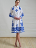 LONG COTTON DRESS EMBROIDERY BLUE DRESS