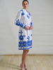 LONG COTTON DRESS EMBROIDERY BLUE DRESS