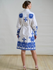 LONG COTTON DRESS EMBROIDERY BLUE DRESS