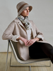 DOUBLE FACE CHECKERED CASHMERE W/ POCKETS : BEIGE