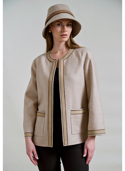 DOUBLE FACE CASHMERE & SILK JACKET W/ POCKETS : BEIGE